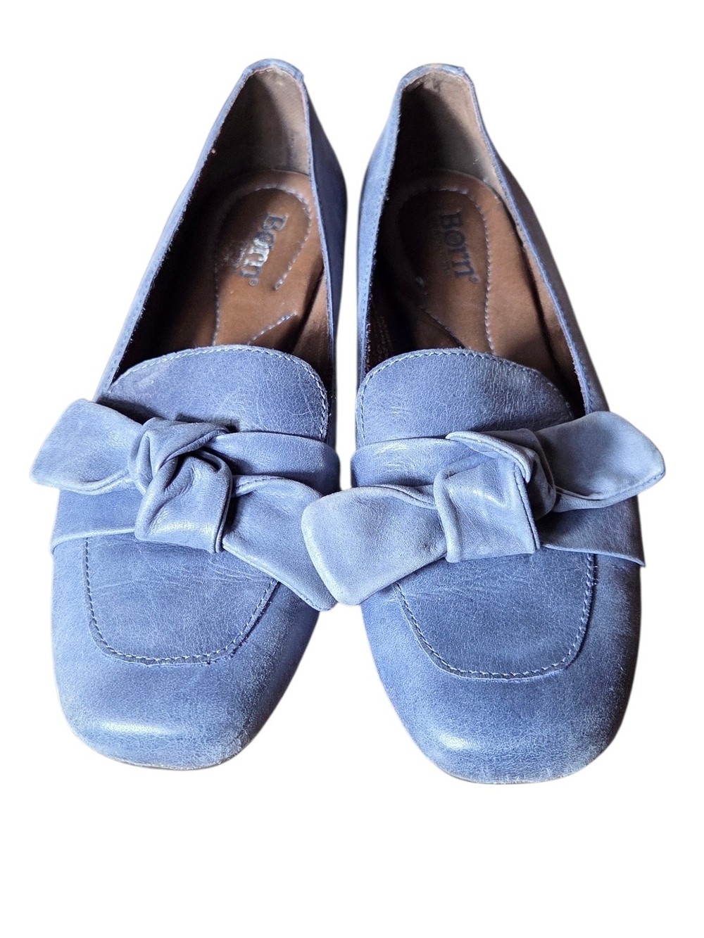 Born Blue Suede Bow Loafers for Women